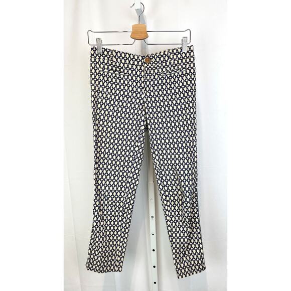 Anthropologie Pants - CARTONNIER Size 0 Anthropologie Flat Front Ankle Pants Geometric Beige Navy Blue